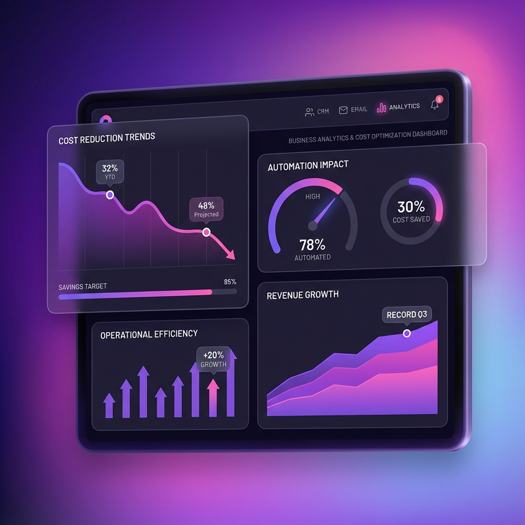Dashboard aziendale con riduzione costi